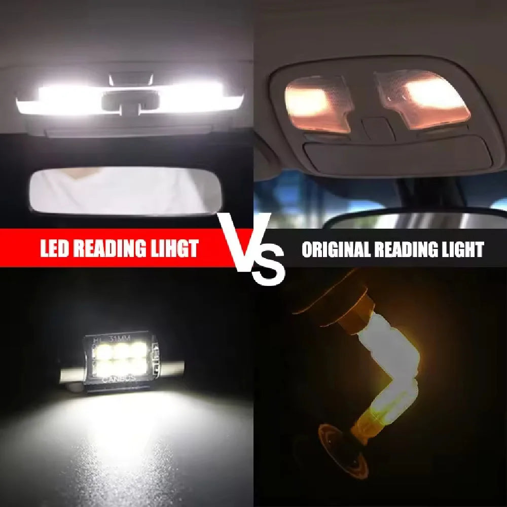 2/4/10/20 PCS C5W LED Bulb Canbus Festoon 31/36/39/41MM 12V 3030-6SMD 6500K White Car Interior Dome Reading License Plate Lights