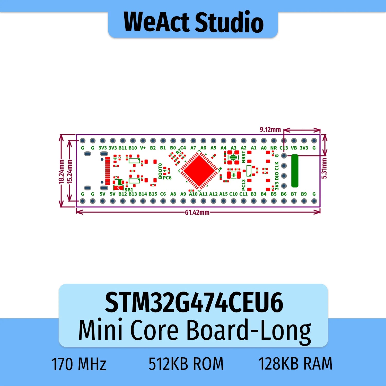 STM32G474CEU6 Long Type STM32G474CE STM32G474 STM32G4 ARM STM32 Minimum System Development Board Demo Board Core Board