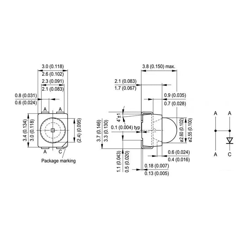 3v 1210 3528 Plcc-4 Three positive poles and one negati RED YELLOW BLUE Brake Lights And Turn Signals Led Chip Diode