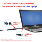 DC Power Cord / Cable Charger Laptop Adapter 7.4*5.0mm Female to 4.5*3.0mm Central Pin Male Plug Connector for Dell Laptop