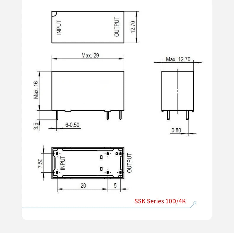 ENMG PCB Mount Solid State Relay, SSK10D6132 Miniature Pin-Type DC Control DC/AC 24V Printed Circuit Board Mount Plug-in Type.