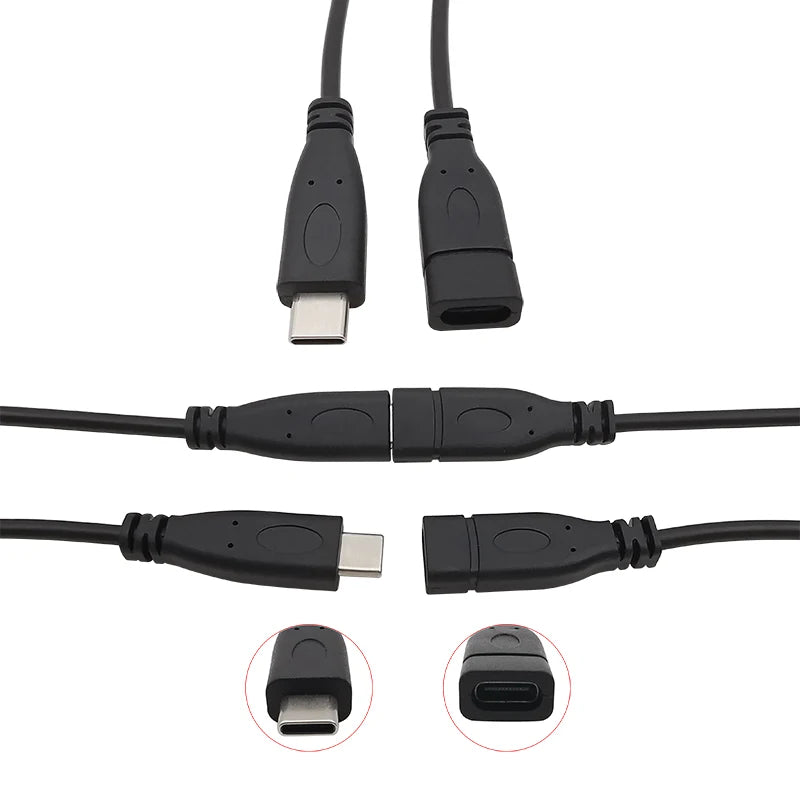 USB Type C Power Supply Cable 2/4 Pin Male Female Socket Type-C Plug Connector Adapter For Data Charging Cables Wires Repair DIY
