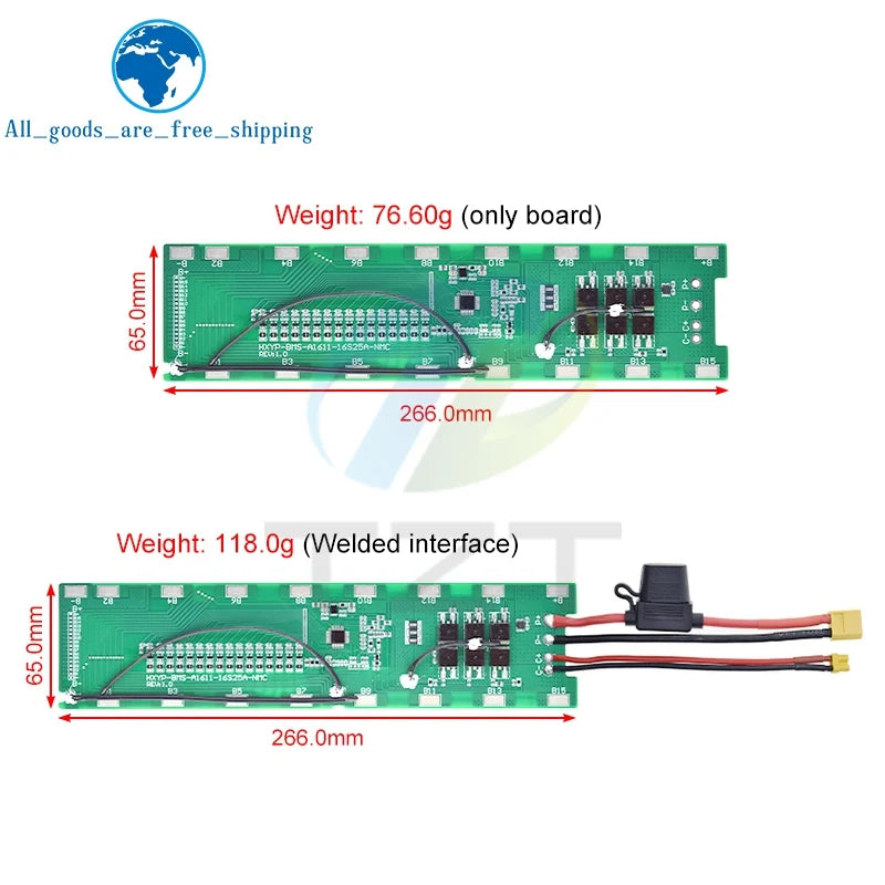 1/3PCS BMS 16S 60V 25A Lmo Ternary Li-ion Lithium 18650 Battery Charge Protection Board With Balance With Temperature Control