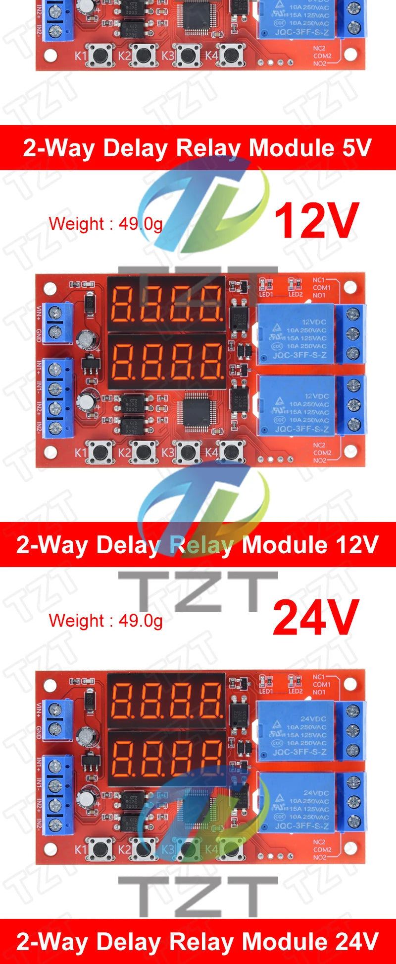 DC 5V 12V 24V 10A Adjustable Time Delay Relay Module 32 Modes LED Digital Timming Trigger Timer Control Switch Pulse Cycle