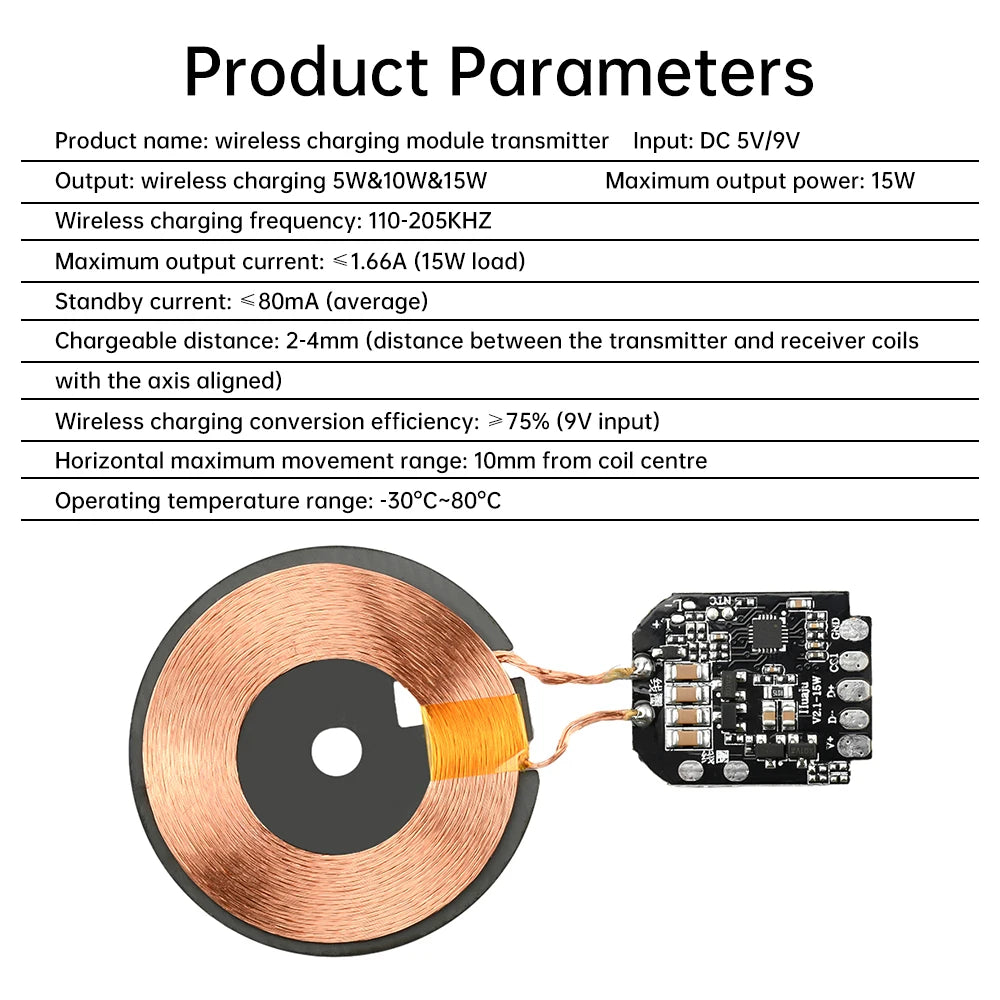 5W 10W 15W Wireless Charging Module Transmitter PCBA Wireless Charger Motherboard Magnetic Wireless Charging Motherboard + Coil