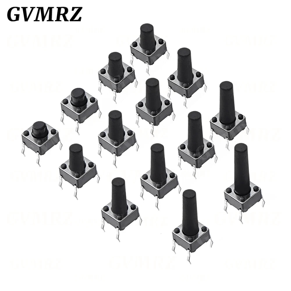 50PCS 6x6 Push Button Switch DIP 6X6X4.3 Light Touch Switch 6*6*4.3/5/6/7/8/9/10/11/12/13MM The Power Switch 4Pin