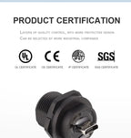 CAZN Waterproof IP67 IP68 Type C Female to Male PFC Flat Cable 3.1 Speed Threaded-type Type-C 3.1 10GB 3A 20V