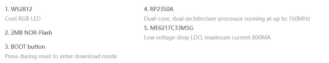 Raspberry Pi Pico 2 RP2350 Core A Development Board RP2350A RP2350-Core-A