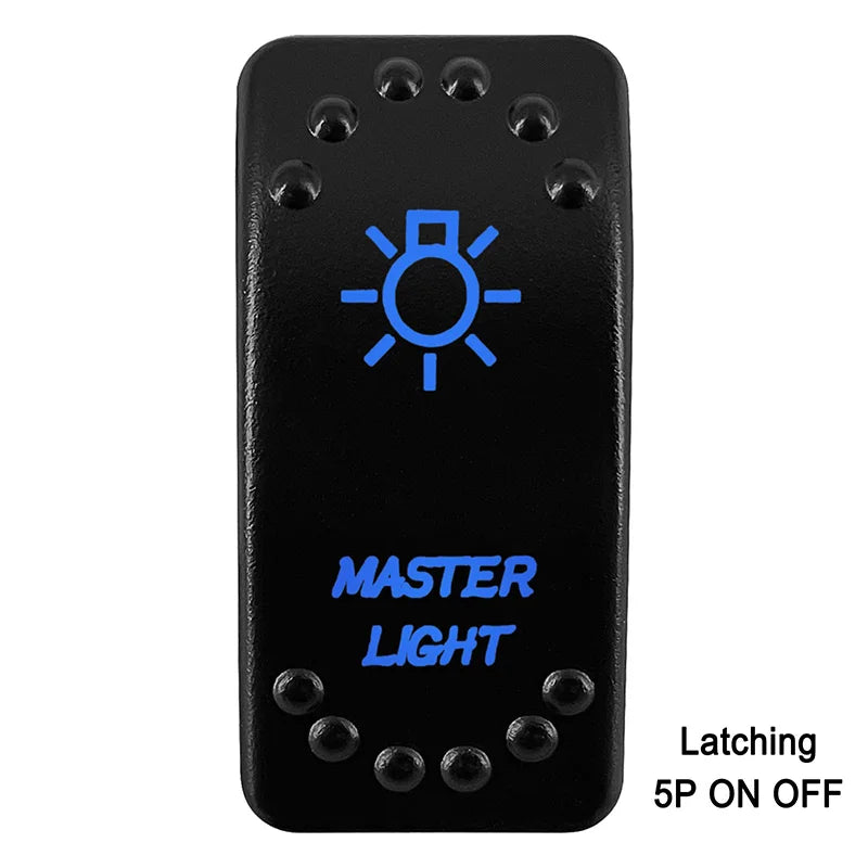 Waterproof Rocker Switch with Blue LED | 12V/24V Latching & Momentary (SPST/ DPDT) | for Marine, UTV, ATV, RZR, Automotive