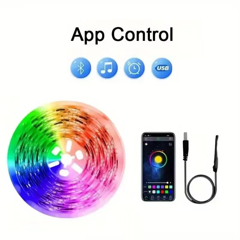 USB LED Strip Lights APP Control Color Changing 5050 RGB LED Light Flexible Lamp Tape for Room Decoration TV Backlight Diode