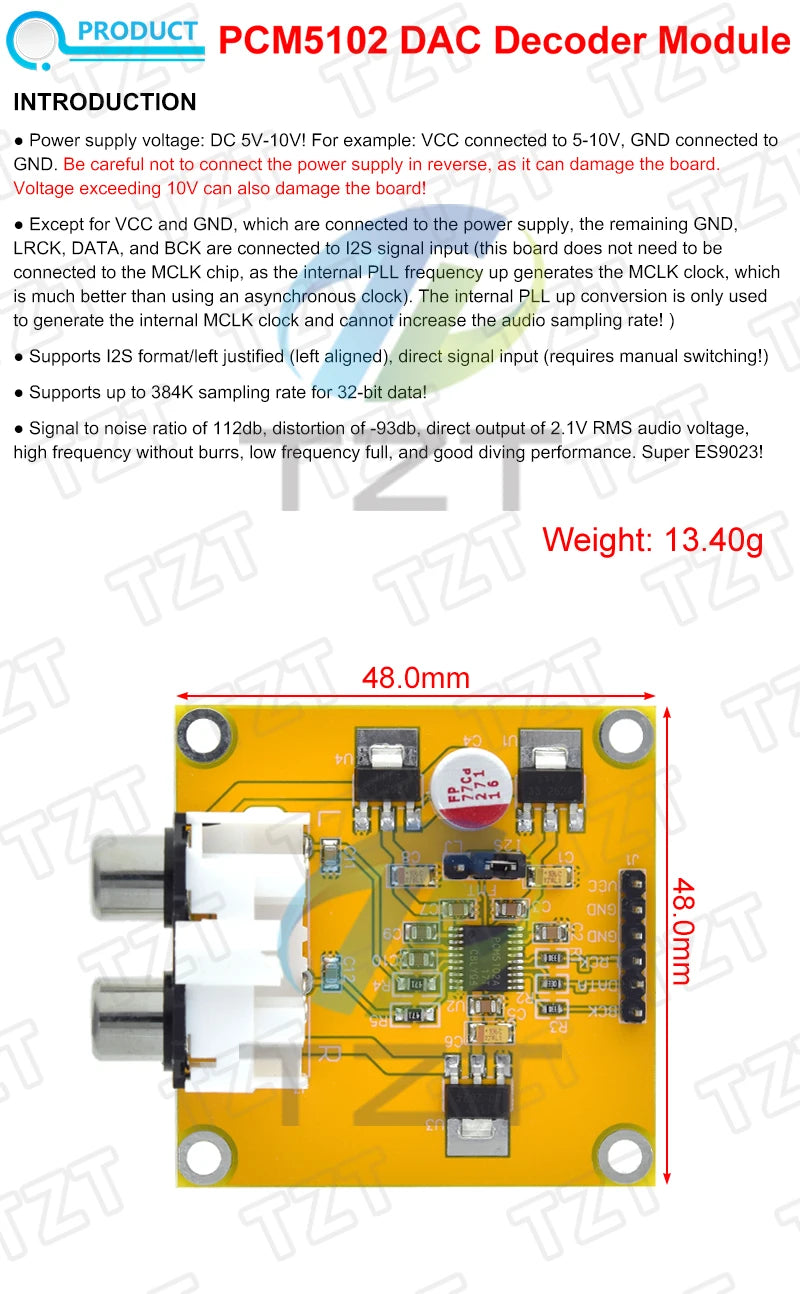 1/3PCS PCM5102 PCM5102A DAC Decoder Board I2S Input 32Bit 384K for Red Core Player Supports I2S Format/Left Justified