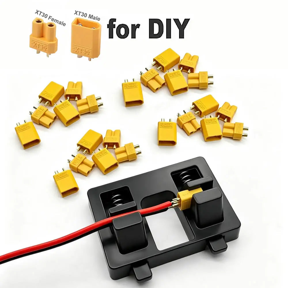 XT30 Connector Plug Female / Male XT30 Bullet Connector with Welding Fixtures for RC Battery Connector, RC Lipo Battery Car Boat