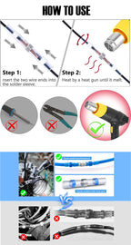 Heat Shrink Connectors Sleeve Tube Terminals Electrical Butt Splice Wire Connector Splice Solder Insulated Electrical Cable