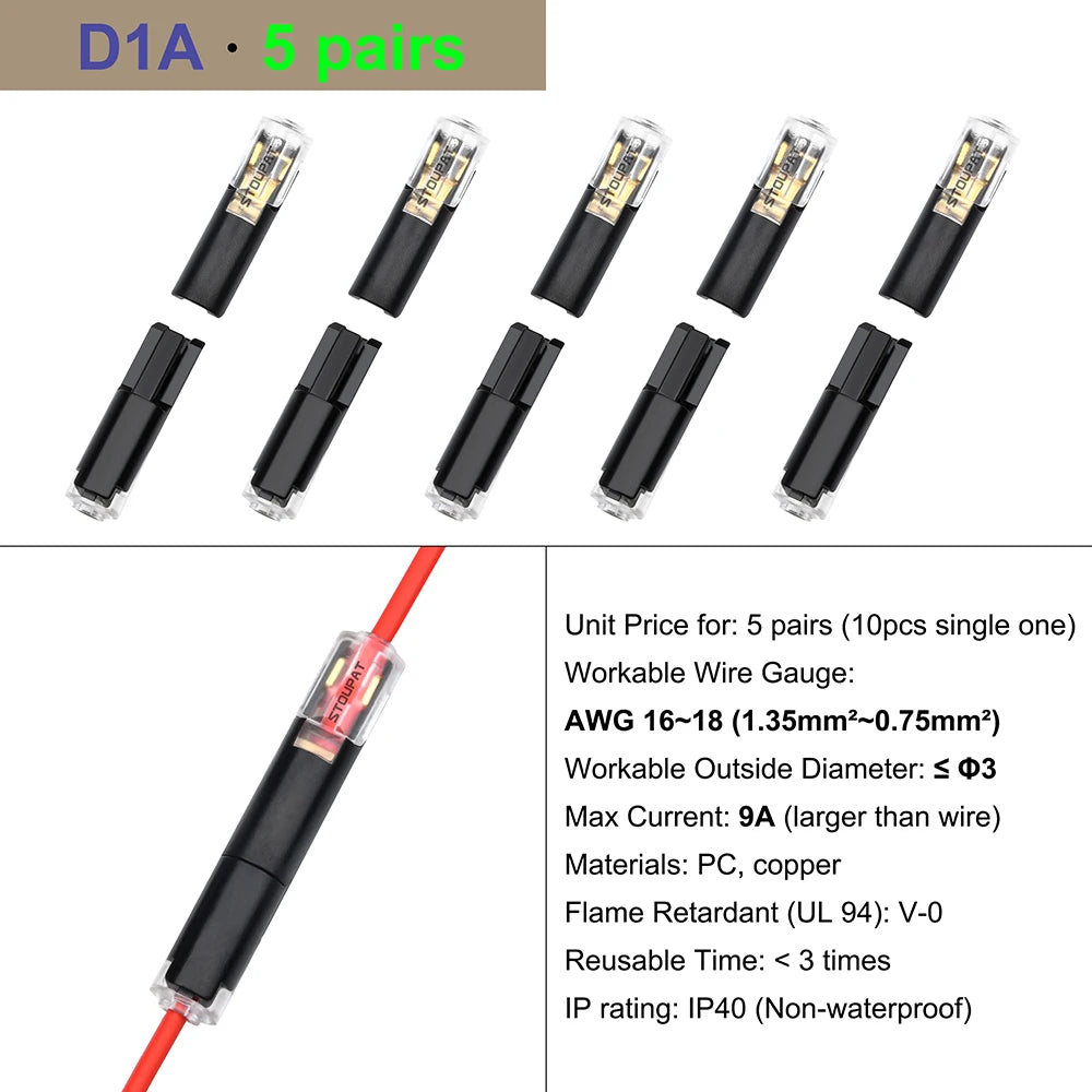 Cable Terminal Electric Wire Connector Clamp Block Quick Splice Scotch Lock Crimp for LED Car Wiring Joint Kit Tool Accessories