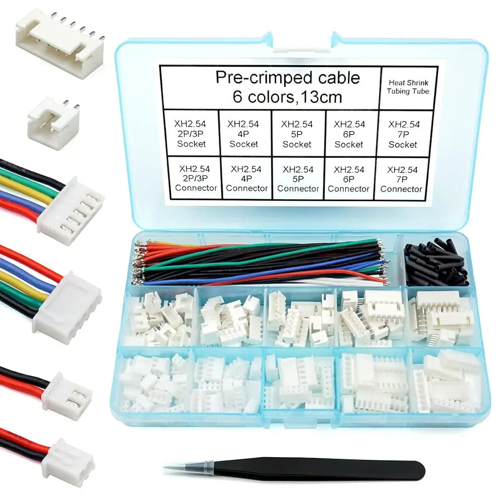 JST-XH  2/3/4/5/6/7 Pin Housing Connector Socket Kit with Pre-Crimped  2.54mm Male and Female Cable Wire  JST  2.54mm Connector