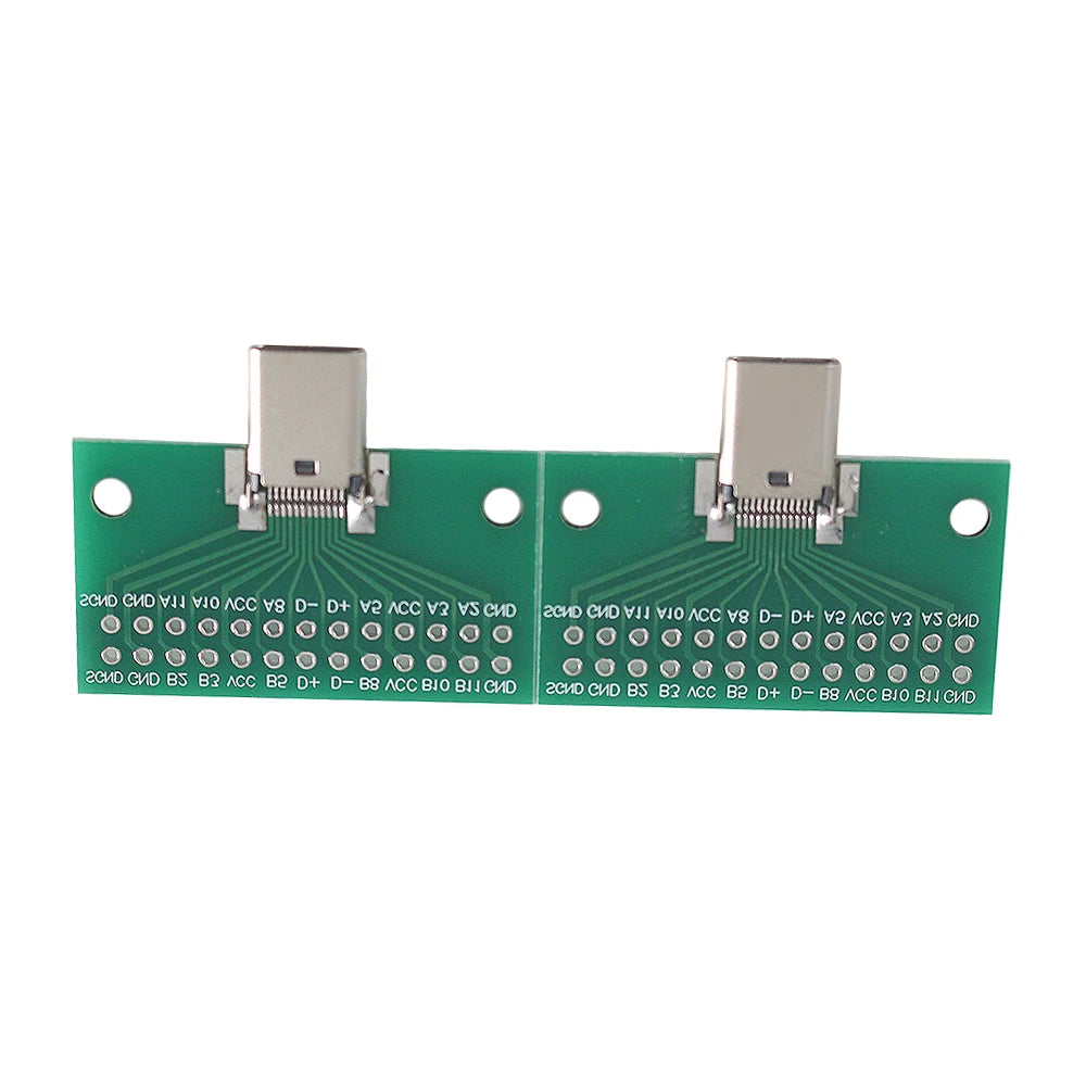 2PCS Type-C Male To Female Adapter Test Board Type-C Male/Female PCB Board 24Pin 2.54mm Connector Socket PCB Universal Converter