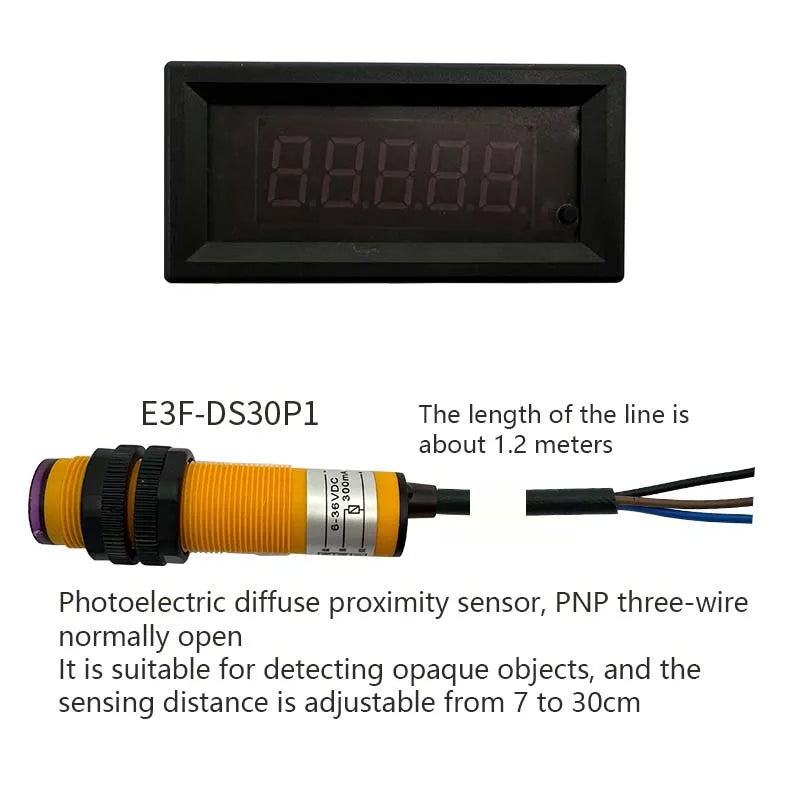 Digital Frequency Counter Tachometer Module, High Precision RPM Speed Meter, Encoder Sensor Input, RS485 Modbus