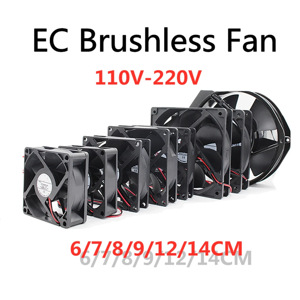 EC Brushless Fan 60mm 70mm 75mm 80mm 92mm 100mm 120mm 140mm 110V-220V Axial Cooling Fan