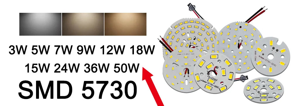 5730 LED Round Light Panel Light Source 5W 7W 9W 50MM 15-17V 21-23V 27-29V DIY Light Bulb Modification Light Panel Accessories