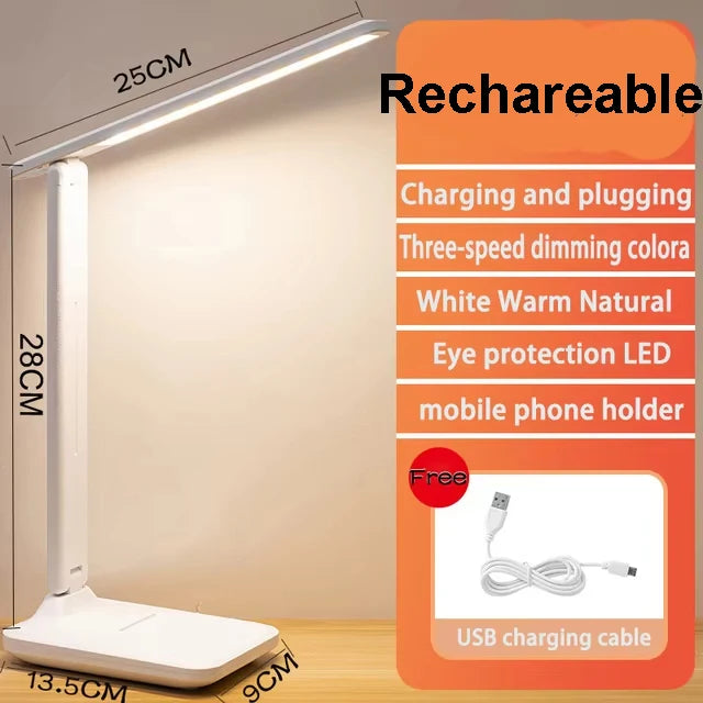Chargeable Folding table lamp eye protection touch dimmable LED lamp bedroom reading USB rechargeable table lamp 2026