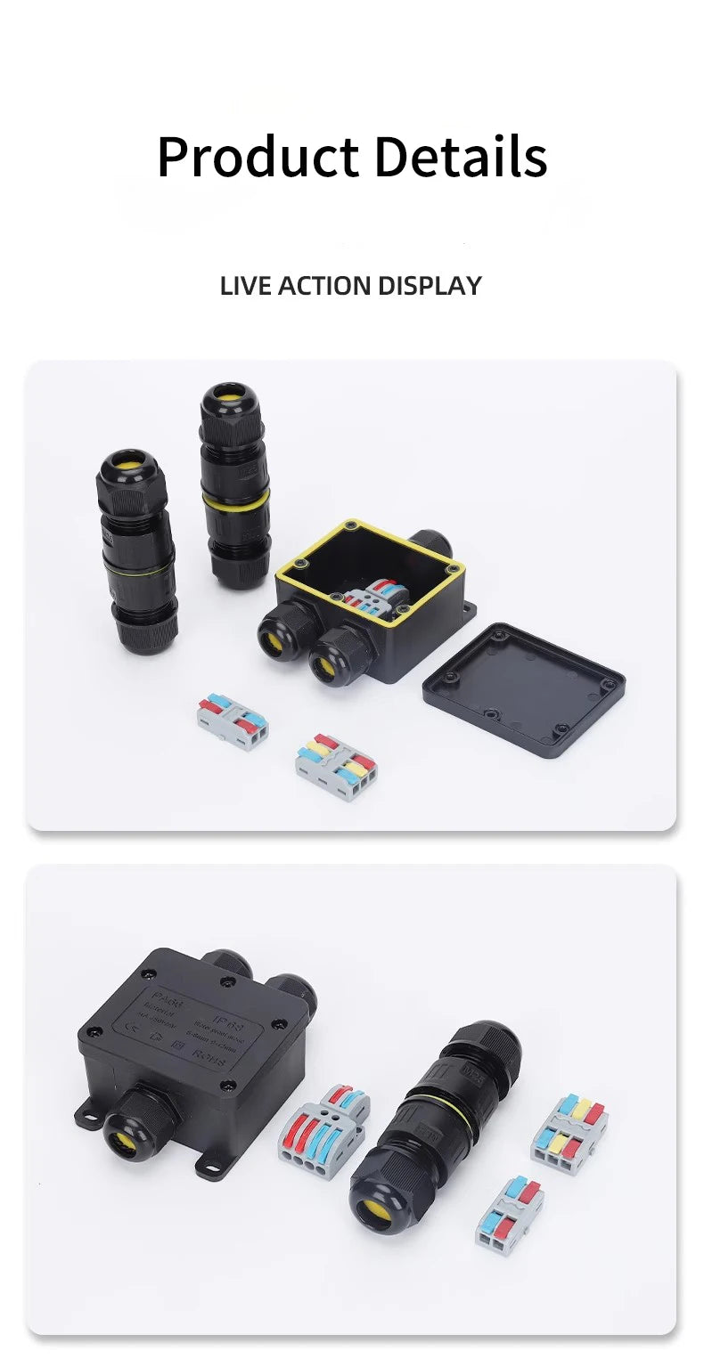 IP68 Waterproof Connector 2/3/4/5 Pin Screw Wiring Terminal Adapter For LED Light Electric Wire Connector Outdoor Junction Box