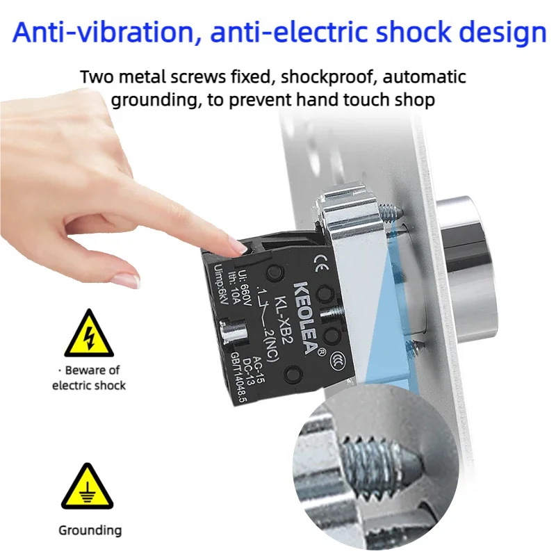 XB2 Series Metal Button Switch Self Reset Small Mushroom Head Middle Seat Emergency Stop 22mm Knob Key Start Inching Power on