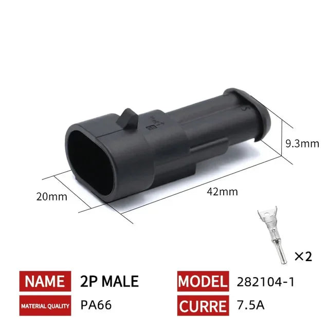 20/50/100Sets 1.5 Series AMP Automobile Connectors 1/2/3/4/5/6 Pin Super Seal Waterproof  Electrical Wire Connector PA66 Nylon