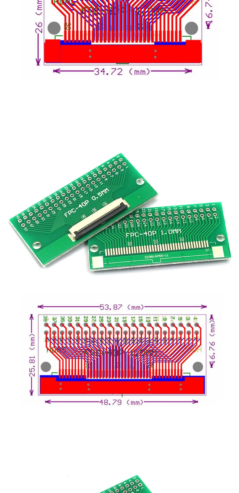 FPC/FFC Adapter Board 0.5/1.0MM to 2.54MM Soldered Connector 4/5/6/8/10/12/14/16/20/26/3040/45/50/60 Pin