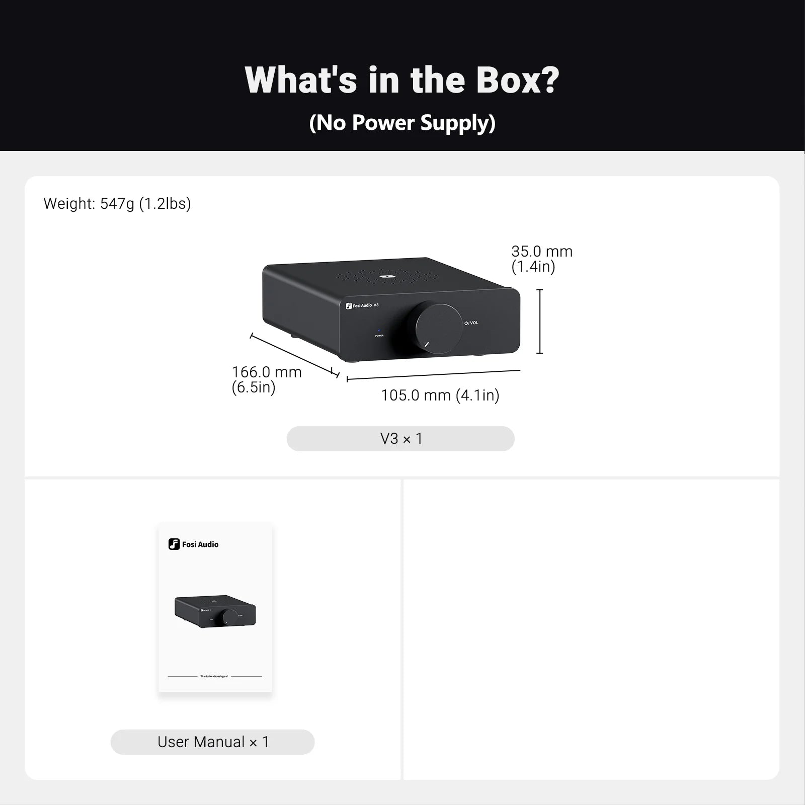 Fosi Audio V3 Stereo Power Amplifier 300W *2 TPA3255 Class D Mini Amp 2 Channel Audio Amplifier for Subwoofer Passive Bookshelf