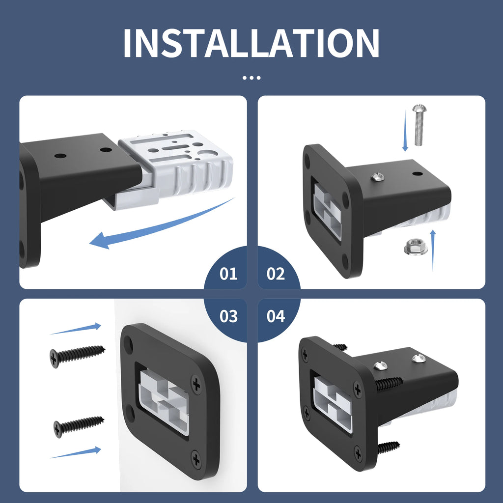2PCS Anderson Connector 120 Amp Battery Quick Connect/Disconnect Connector Plug Kit with Mounting Bracket Dust Cover for Car