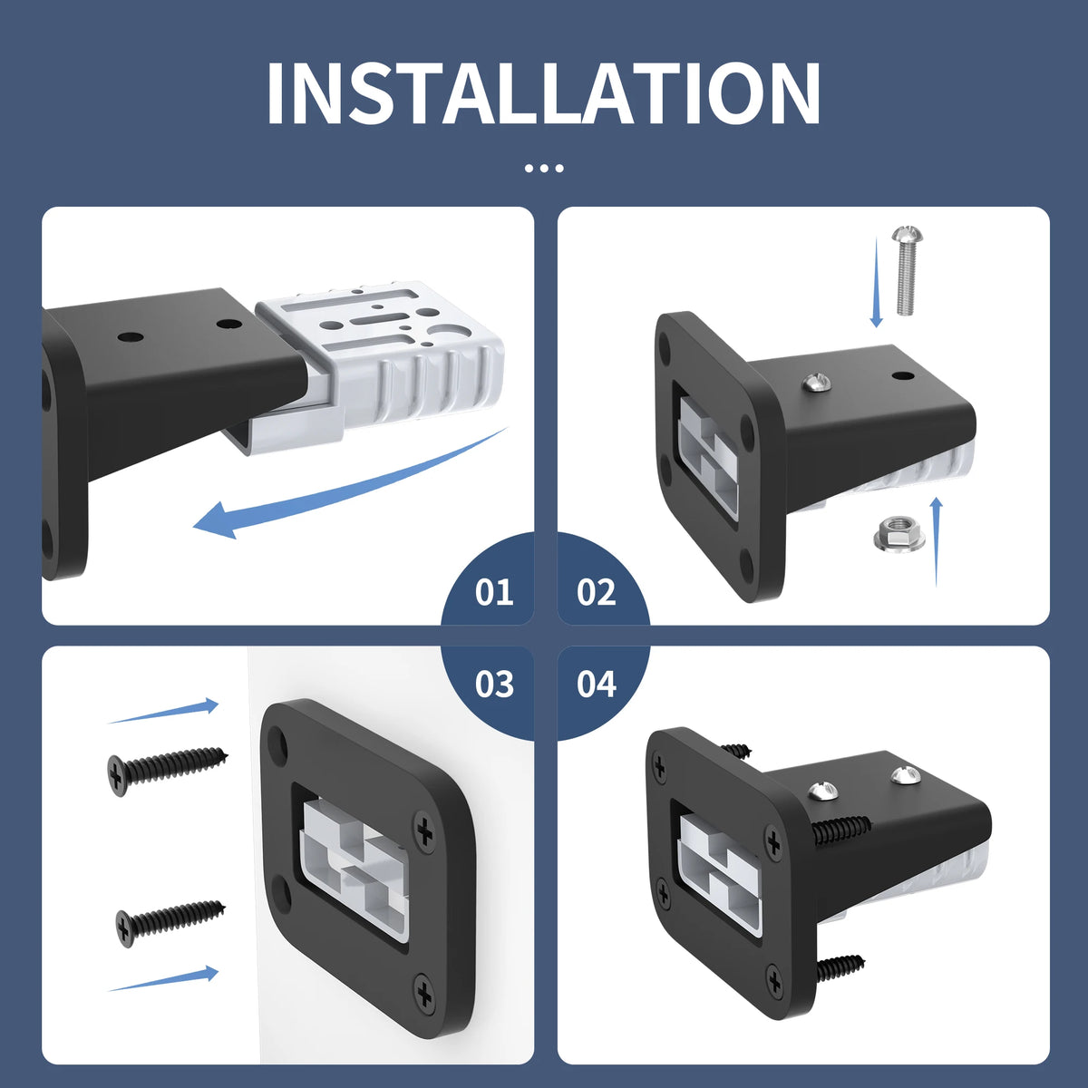 2PCS Anderson Connector 120 Amp Battery Quick Connect/Disconnect Connector Plug Kit with Mounting Bracket Dust Cover for Car