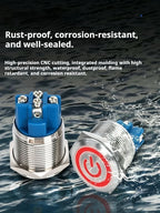 16/19/22MM Push Button Switch Screw Terminal Self-locking Latching Momentary Metal Black 12/24/220V Waterproof Power Start Stop