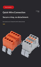 Push-in Terminal Block Multiple In Out Terminal Quick Connection of Wires Din Rail Wire Connector Universal Junction Box TB1-X6D