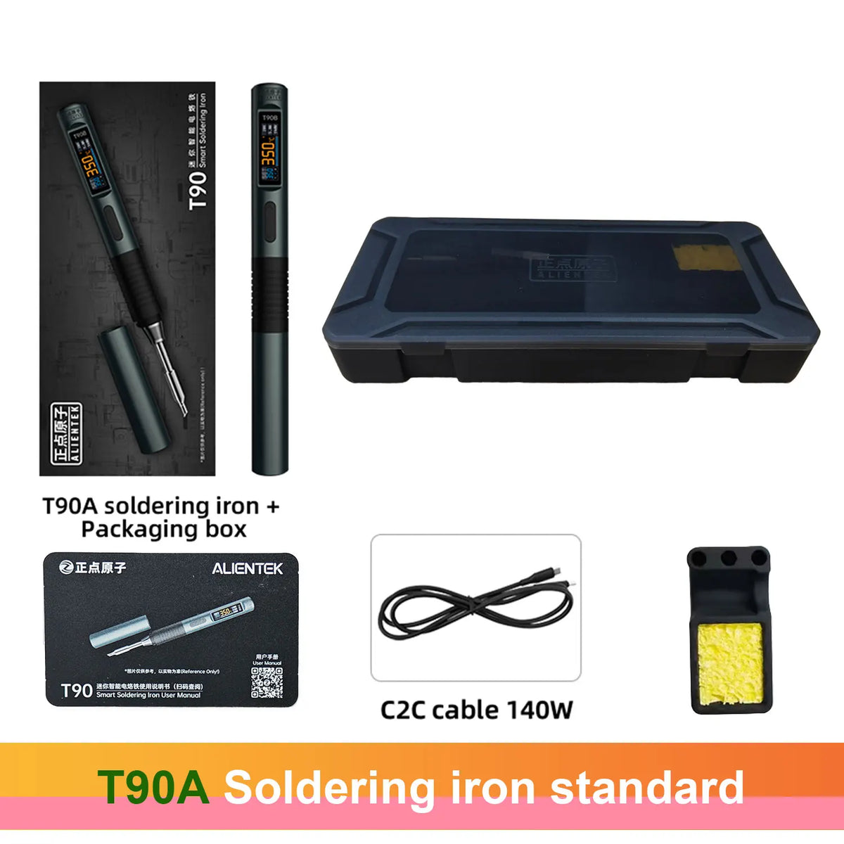 ALIENTEK T90 Soldering Iron PD3.1 140W Adjustable Temperature 80-450℃ Precision Welding Solder Kit T245 T210 Welding Tool