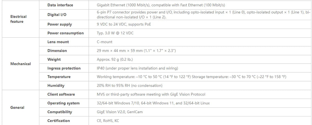 Hikrobot 10MP Global Shutter Industrial Camera, MV-CH100-60GM/MV-CH100-60GC GigE for Precision Inspection
