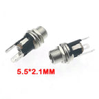 1pc DC 5.5*2.1/2.5mm Plug Socket With Nut 5.5x2.1/5.5x2.5 MM DC Power Jack Male Female Panel Mount Connector
