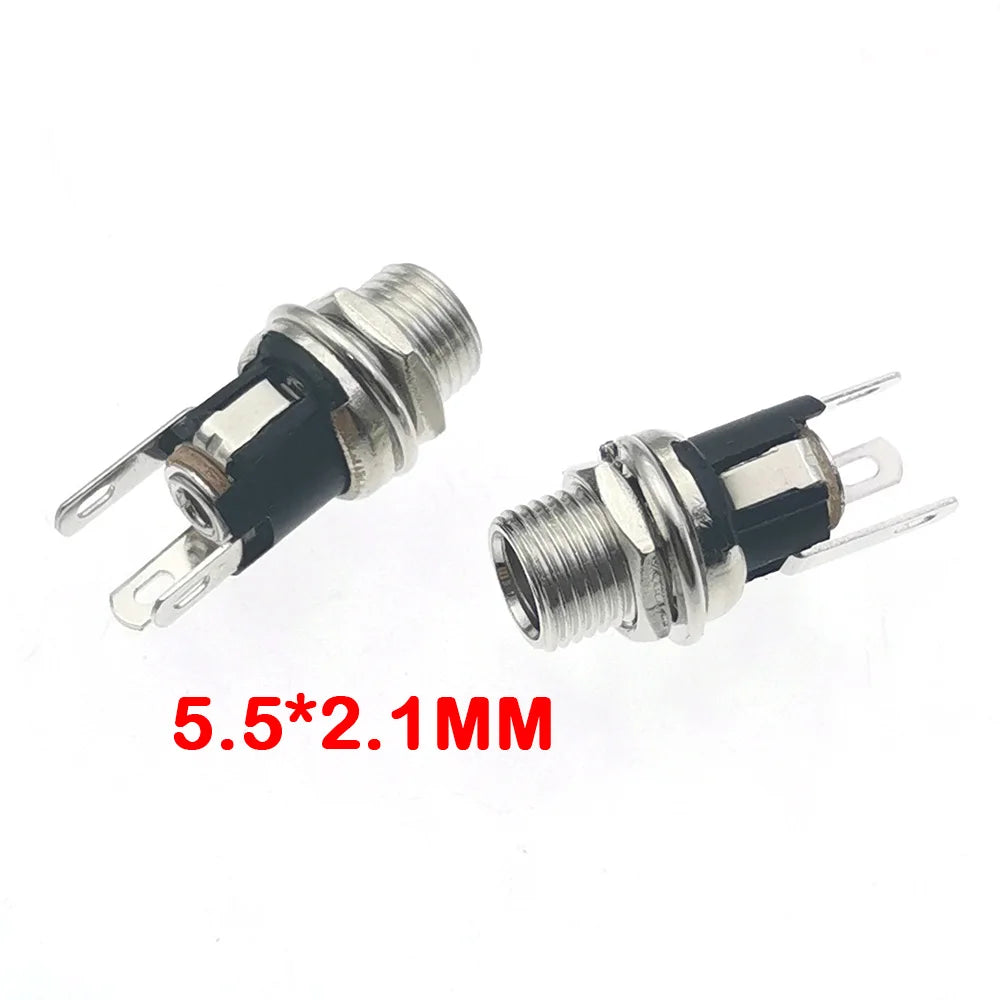 1pc DC 5.5*2.1/2.5mm Plug Socket With Nut 5.5x2.1/5.5x2.5 MM DC Power Jack Male Female Panel Mount Connector