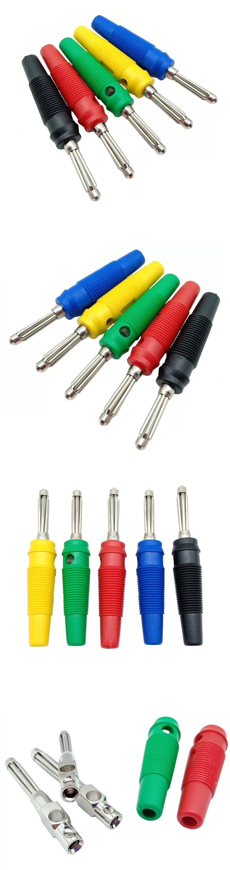 10PCS 4mm 32A Solderless Side Stackable Banana Plug High Current Insulated Shrouded Connector
