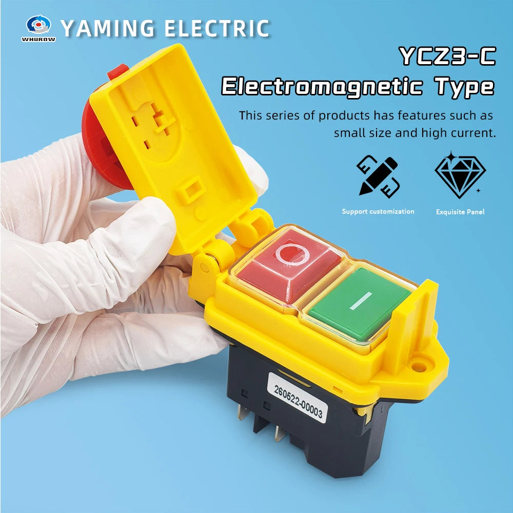 YCZ3-C Electromagnetic Switch 4/5 Pins On Off 2 Position Momentary Reset Push Button With Cover IP55 Waterproof Emergency Stop