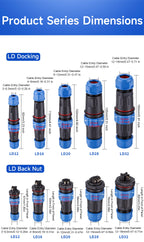IP68 Waterproof Aviation Connector LD12/16/20/28 Male Plug Female Socket 2 3 4 5 6 7 9 Pin Solder‑free Wire Cable Connector