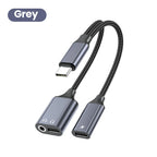 3 in 1 USB C Adapters Type-C to 3.5mm/Type-C Headphones+ Type-C Charging Connector For iPhone 15-17 Xiaomi Huawei Samsung Phones