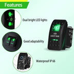 12V/24V Marine Rocker Switch Green LED SPST ON-OFF & DPDT ON-OFF-ON Momentary Toggle for 4x4 Off-Road RZR ATV ARB Carling Style
