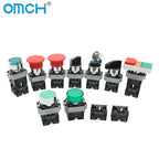 OMCH Button Switch Self Reset SKB2 Small Mushroom Head Emergency Stop 22mm Knob Key Start Inching Power On