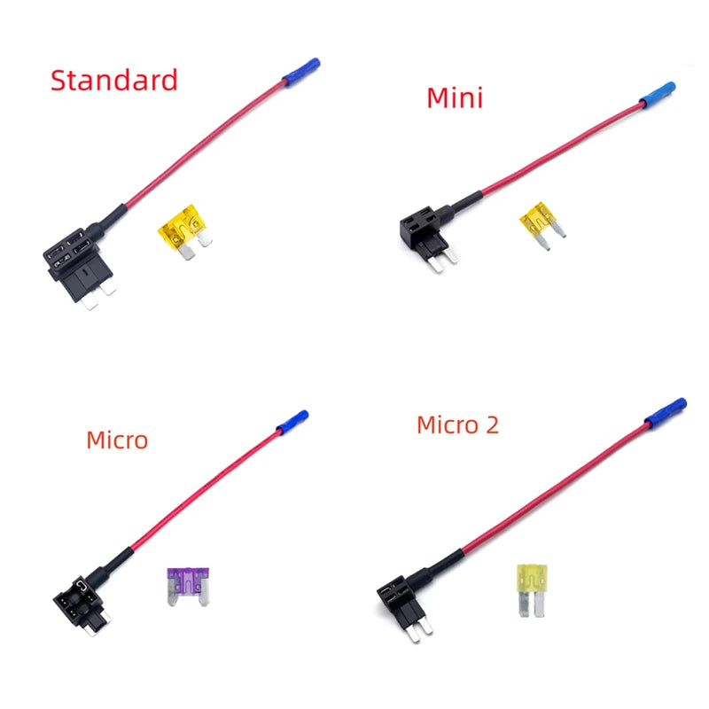 12V MINI SMALL MEDIUM Size Car Fuse Holder Add-a-circuit TAP Adapter with 10A Micro Mini Standard ATM Blade Fuse