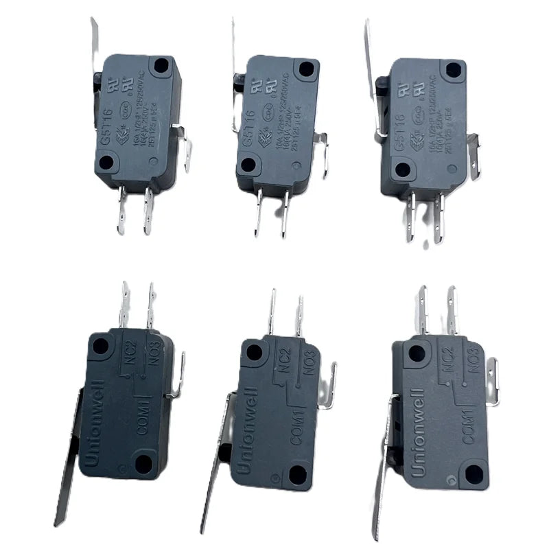 10Pcs G5T16 3‑Pin Micro Switch,16A 125/250VAC, Momentary Limit Switch with Lever Arm, UL CQC Certified for Appliance Power Tool