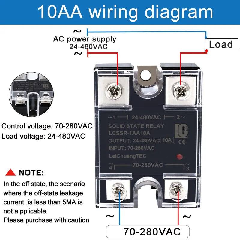 LCTC SSR Solid State Relay 10A 25A 40A 60A 80A 100A 120A 200A 240A Single Phase Control Relay DC TO AC DC TO DC AC TO AC 3-32VDC