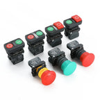 XB4 Double Button Switch with Light 22mm Emergency Stop Button Switch Momentary Self Reset Mushroom Power Push Button Switch 10A