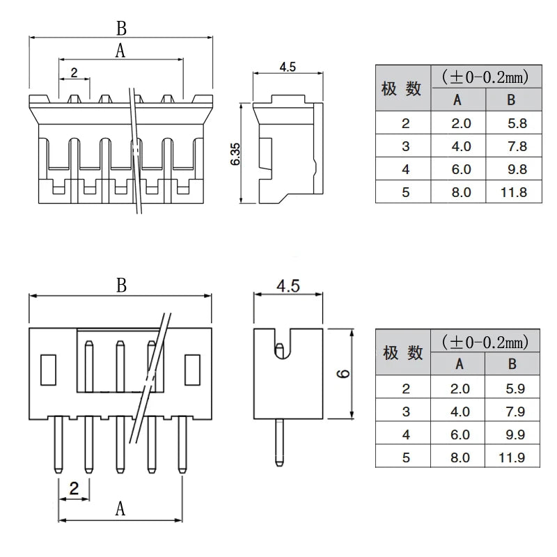 100Pcs PH 2.0mm Pitch 2/3/4/5 Pin JST Connector Plug Male Female Socket Shell Terminal Plastic Housing Header Wire Connectors