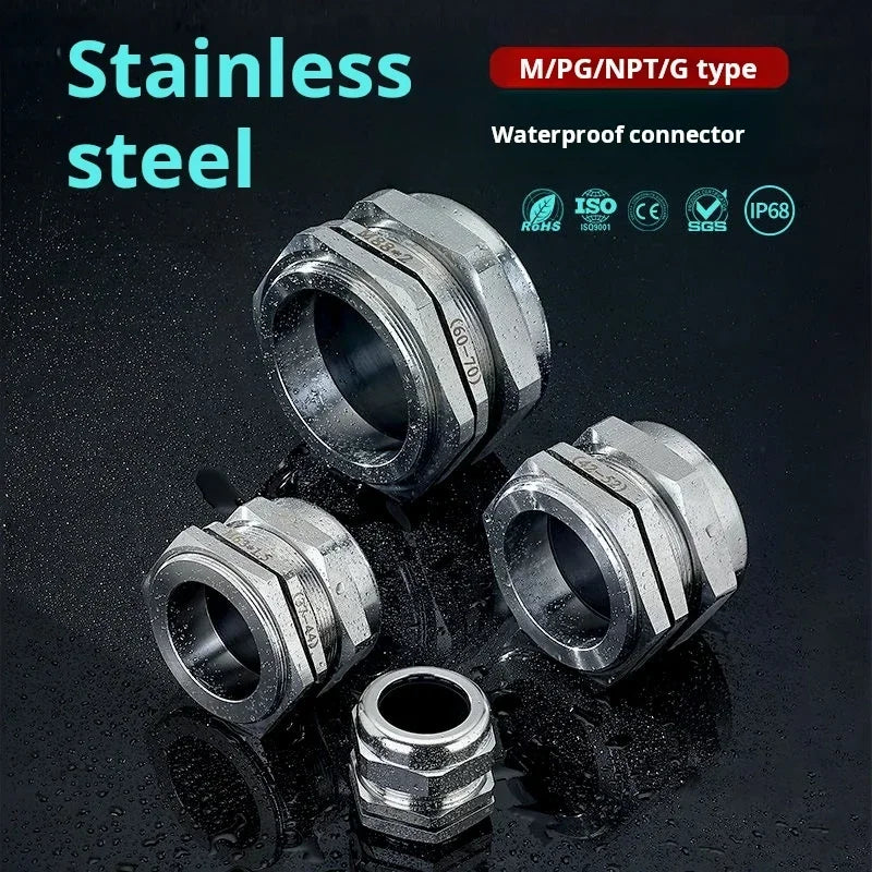 10pcs Waterproof Cable Gland Connector IP68 Nickel Plated Brass Metric Cable M6 M8 M10 M12 M14 M16 PG7 PG9 PG11 For 1-14mm Wire