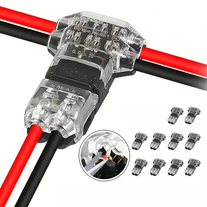 10/100PCS Wire Cable Snap In T2 Connector No-solder No-peel Quick Terminal Connections Joiners Auto Plug Electrical Accessories